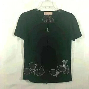 Mieko Uesako Black Sz 40 Fruit Animals Zip Jacket